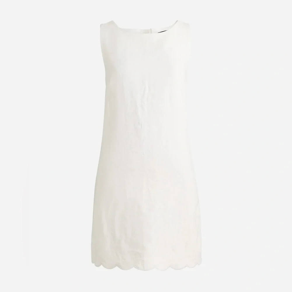 J.Crew Scalloped-trim shift dress in linen CA670